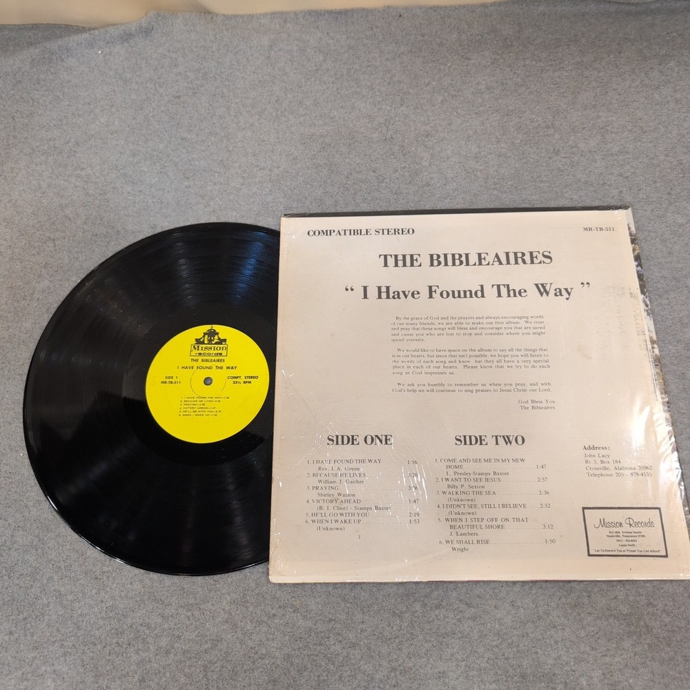 The Bibleaires I Have Found The Way Vinyl LP Mission Records MR-TB-511 Gospel - Picture 2 of 2